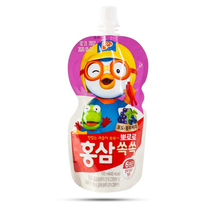 Nước Hồng Sâm Trái Cây Pororo Paldo Hàn Quốc 100ml (3 Vị)