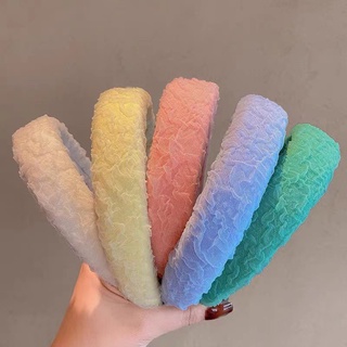 Cài tóc nữ xốp màu voan ren vân nhiều màu băng đô bờm tóc
