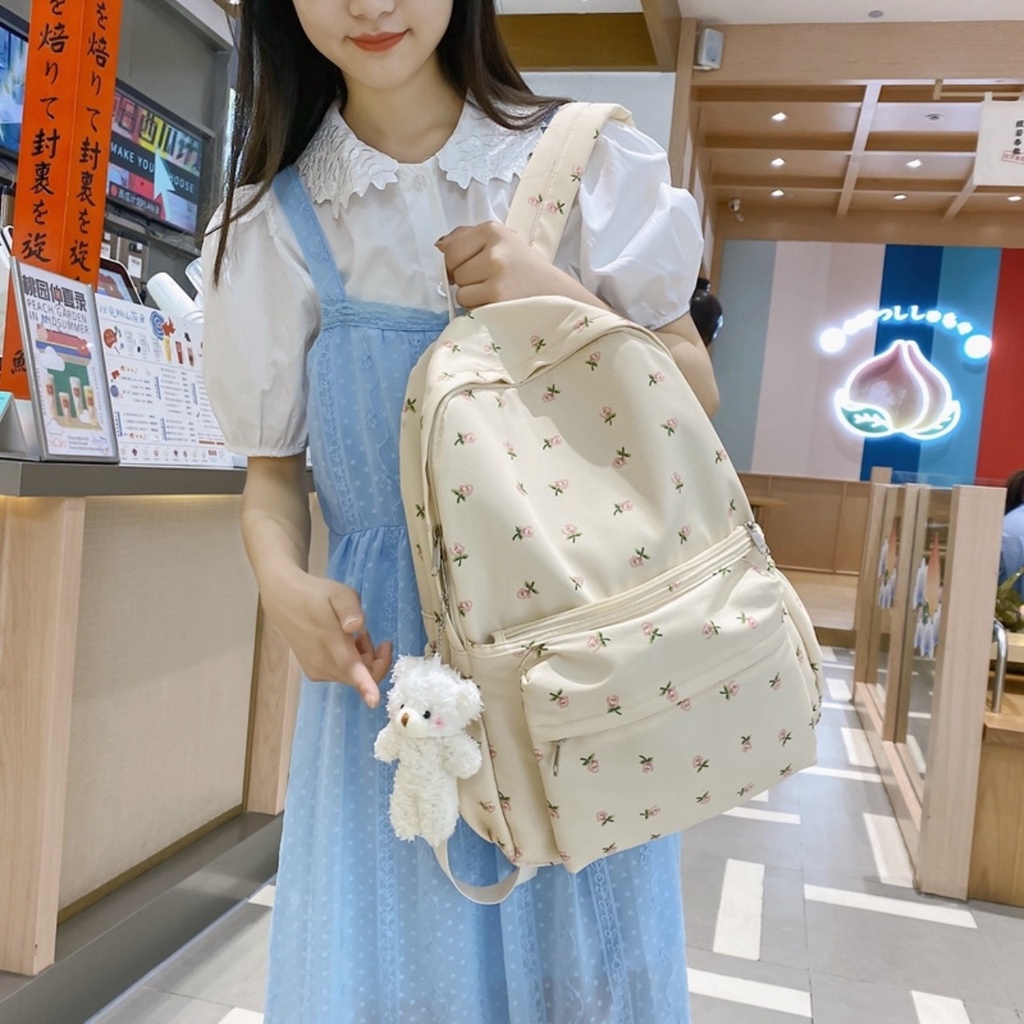 Balo đi học hoa nhí basic - màu vàng nhạt siêu cute 🥰 HÀNG CÓ SẴN