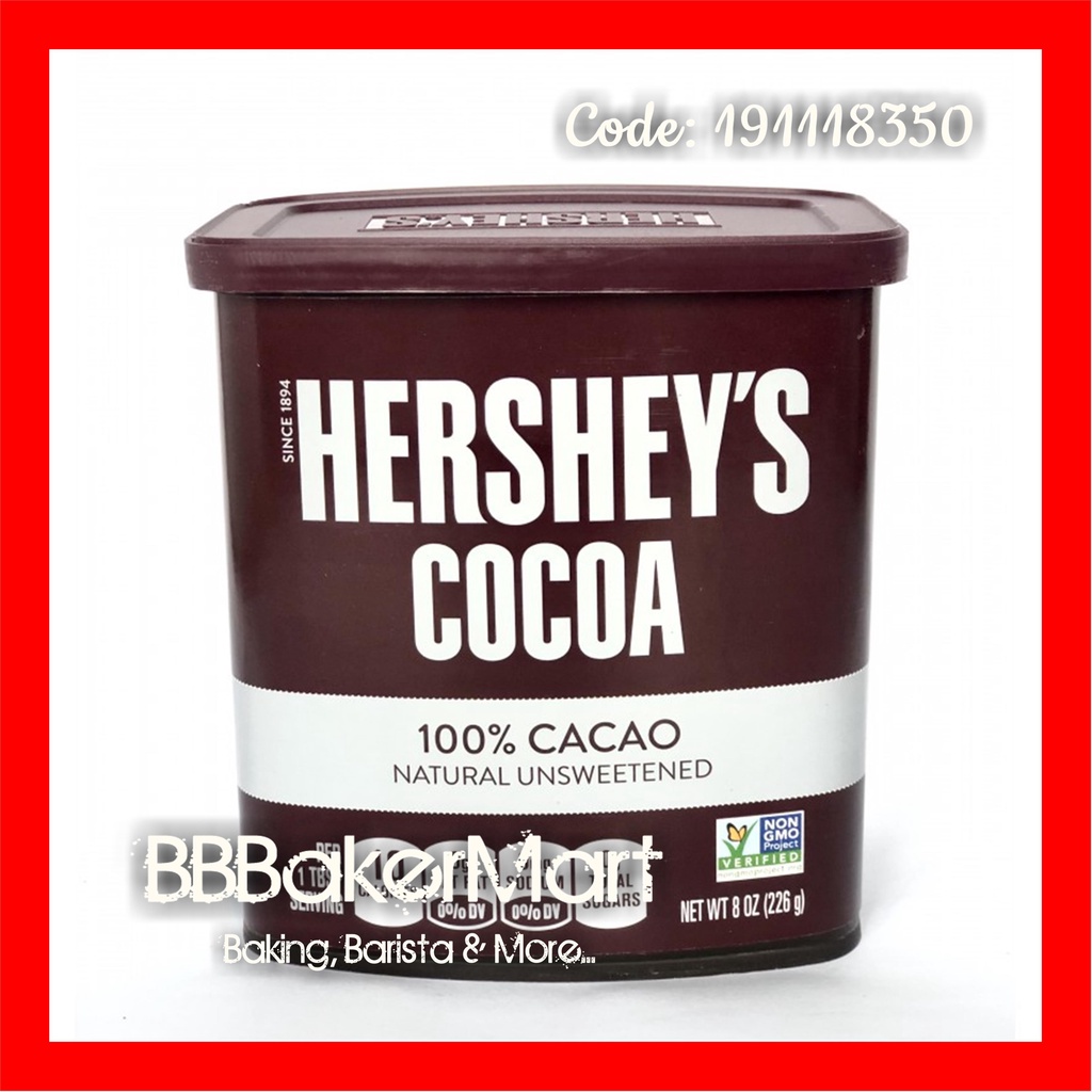Bột Cacao nguyên chất hiệu HERSHEY'S - Hộp 226gr (BAO BÌ CÓ THỂ THAY ĐỔI TÙY ĐỢT)