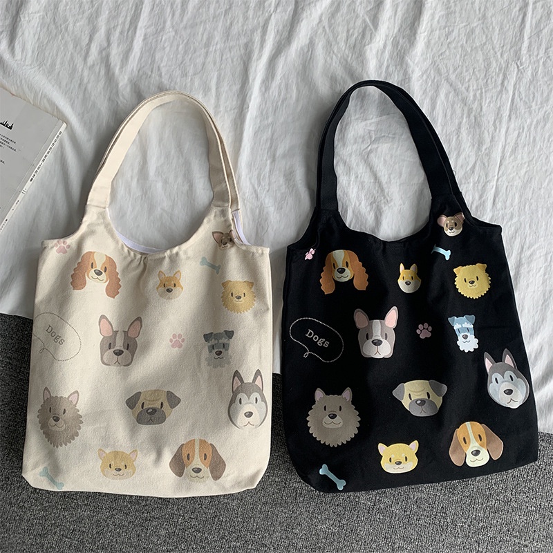 Túi Tote Đeo Vai Vải Canvas Kiểu Retro Harajuku Cá Tính Cho Nữ