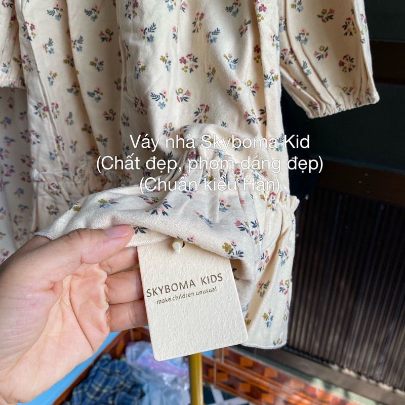 Váy Babydoll Bé Gái dài tay hoa nhí Vintage style Hàn Quốc chất cực đẹp [ Ảnh Thật]