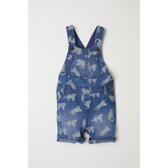 Quần yếm hổ jean HM H&amp;M size 9-12, 12-18m_hàng chính hãng Mỹ