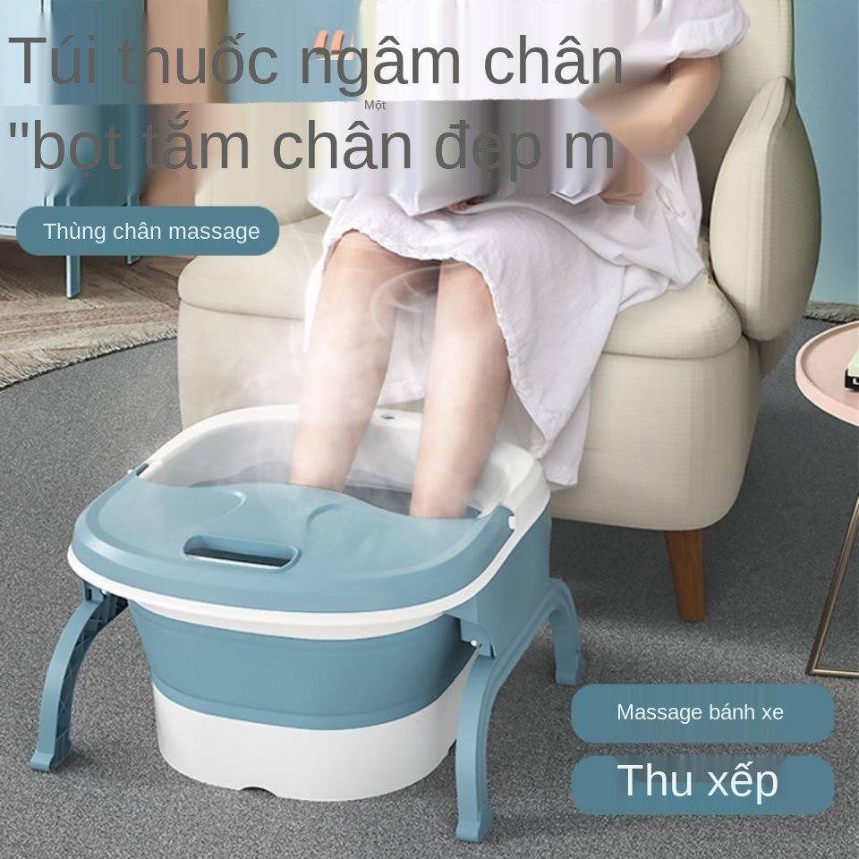 ♀Bồn ngâm chân có thể gập lại, ngâm, massage chân, sưởi và cách nhiệt, giữ cho bê <