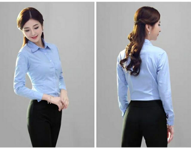 Áo sơ mi nữ công sở cao cấp tay dài màu xanh nhạt XN1 FORM NHỎ HÀNG SHOP CHUẨN ĐẸP VẢI KATE Ý - ĐƯỢC ĐỔI TRẢ THOẢI MÁI | BigBuy360 - bigbuy360.vn