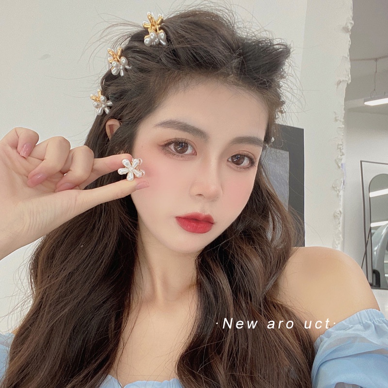 Kẹp Tóc Hình Hoa Đính Ngọc Trai Xinh Xắn Cho Bé Gái