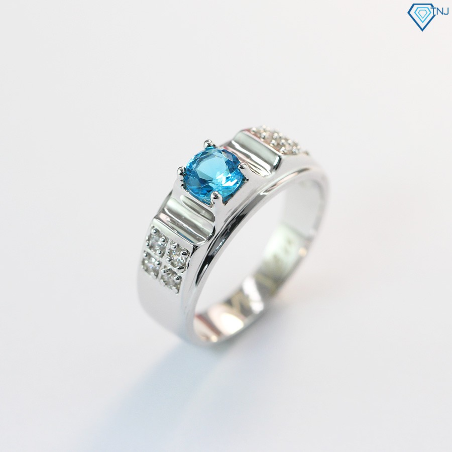 Nhẫn bạc nam mặt đá xanh dương đẹp giá rẻ NNA0082 - Trang Sức TNJ