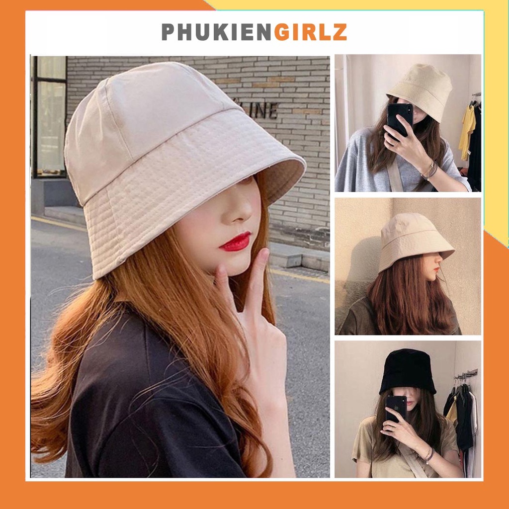 Mũ Bucket Trơn Hai Mặt Hàn Quốc Unisex PHUKIENGIRLZ Nón Trơn Vành Rộng, Vành Cụp Đa Dạng Giá Rẻ
