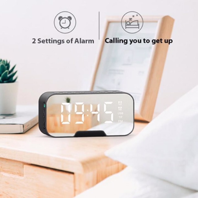 Đồng hồ điện tử kiêm loa Bluetooth decor ảnh thật