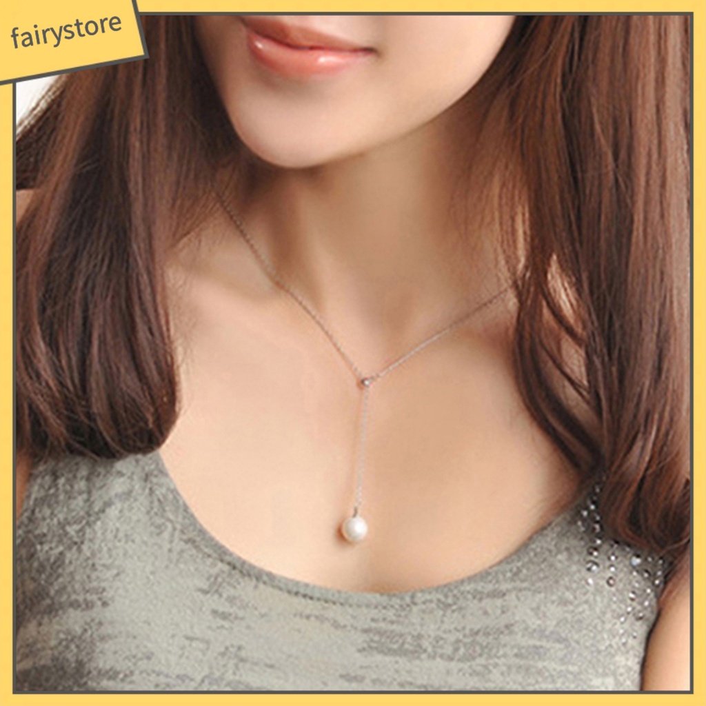 Dây Chuyền Hợp Kim Dáng Dài Đính Ngọc Trai Nhân Tạo Xinh Xắn Cho Nữ