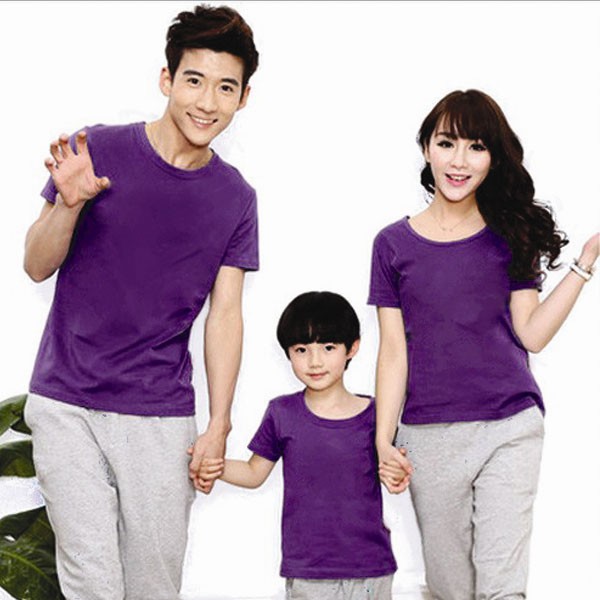 ÁO THUN TRƠN CỔ TRÒN MÀU TÍM NHẠT TAY NGẮN NAM NỮ ( CÓ CẢ SIZE EM BÉ ) TIM01