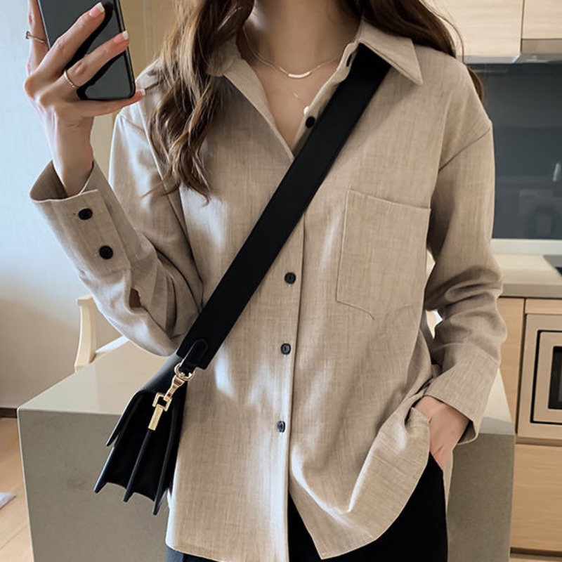 Áo Sơ Mi Tay Dài Kiểu Lười 178526 Áo Khoác Sơ Mi Dáng Rộng Phong Cách Retro Cá Tính