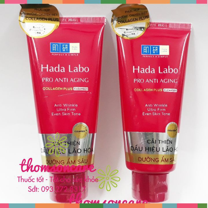 Sữa rửa mặt Hada Labo Pro Anti Pro Anti Aging 80g - Bổ sung Collagen - Chống lão hóa Chính hãng