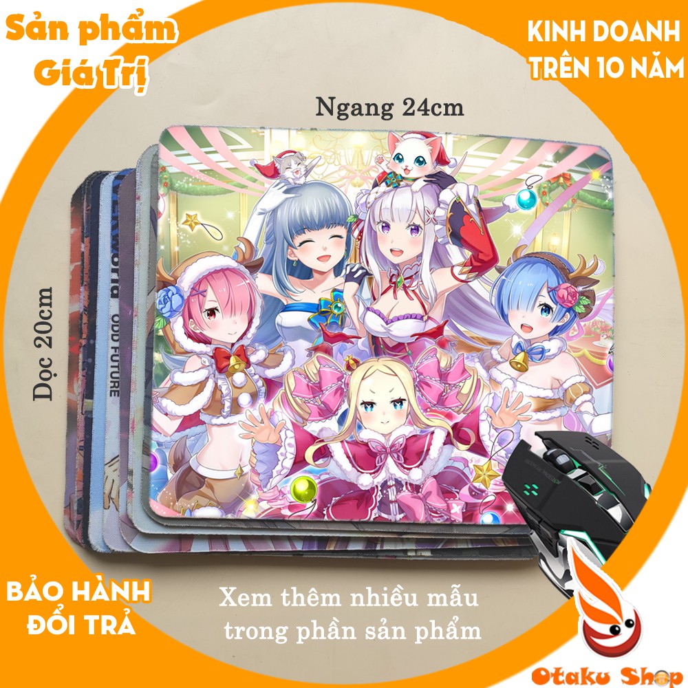 &lt;27 mẫu&gt; Lót chuột máy tính Anime Re Zero kích cỡ bàn di chuột lớn 20x24cm chất liệu mouse pad cao su