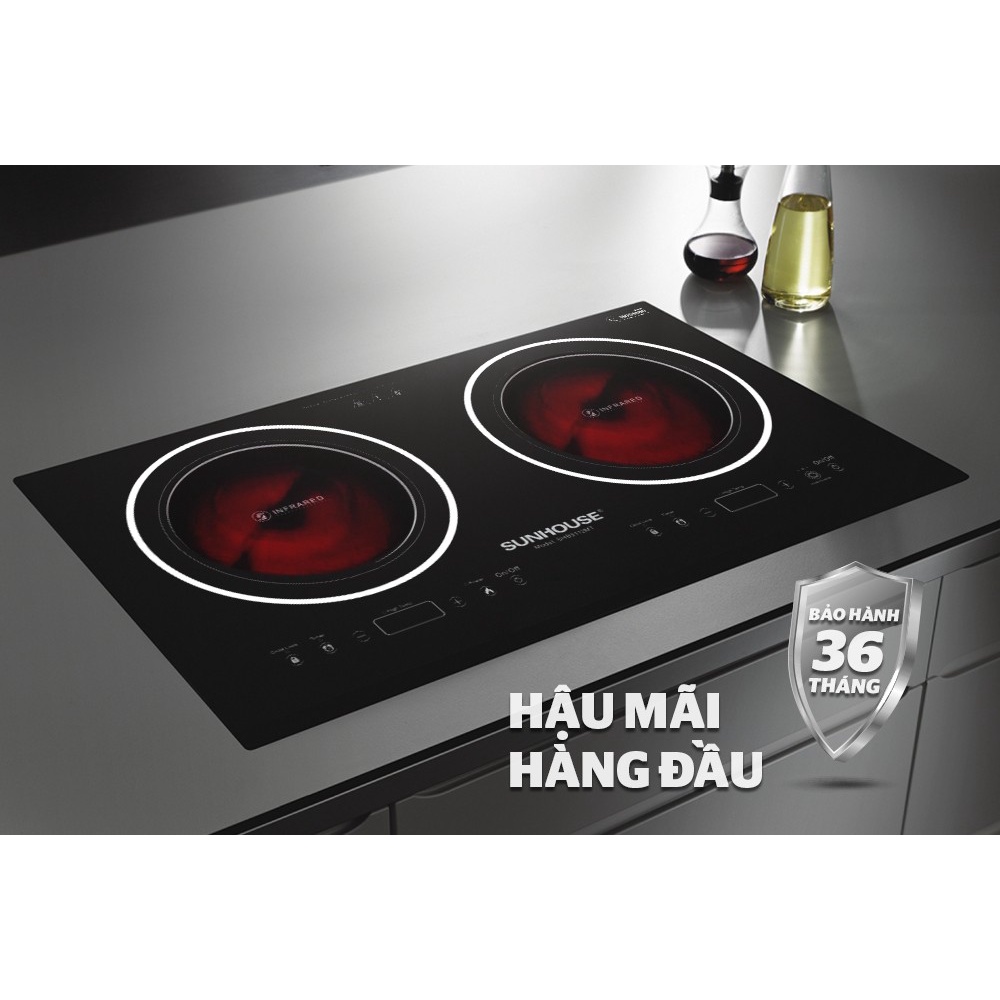 Bếp điện đôi hồng ngoại Sunhouse SHB9112MT (cao cấp đa năng thông minh dùng được cho mọi loại nồi chảo bảo hành 36 thang
