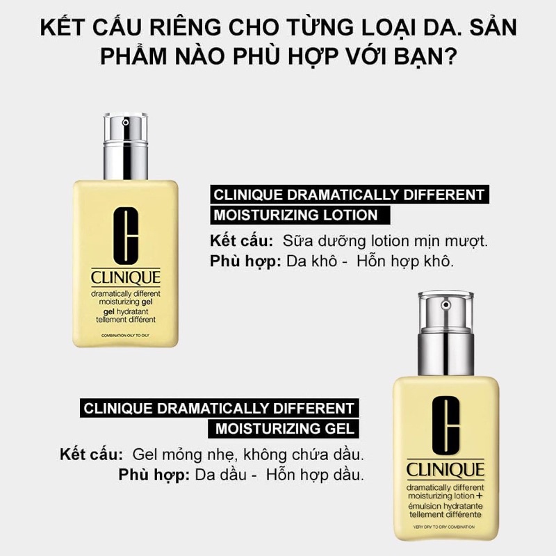 KEM DƯỠNG CHO DA DẦU + DA KHÔ CLINIQUE DRAMATICALLY DIFFERENT MOISTURIZING GEL/LOTION
