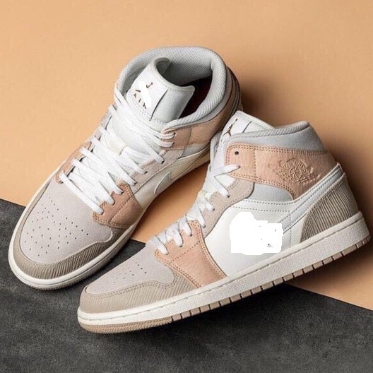 Giày sneaker Jordan Mid Milan cao cổ, giày Air Jordan Xám Cam Nhạt Cao Cấp Nam Nữ full box bill
