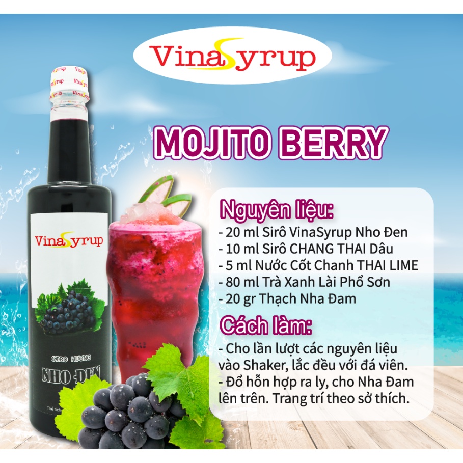 Siro VinaSyrup Chai 750ml - Syrup Làm Trà Đào Trà Trái Cây Đủ Các Mùi Vị Cotra