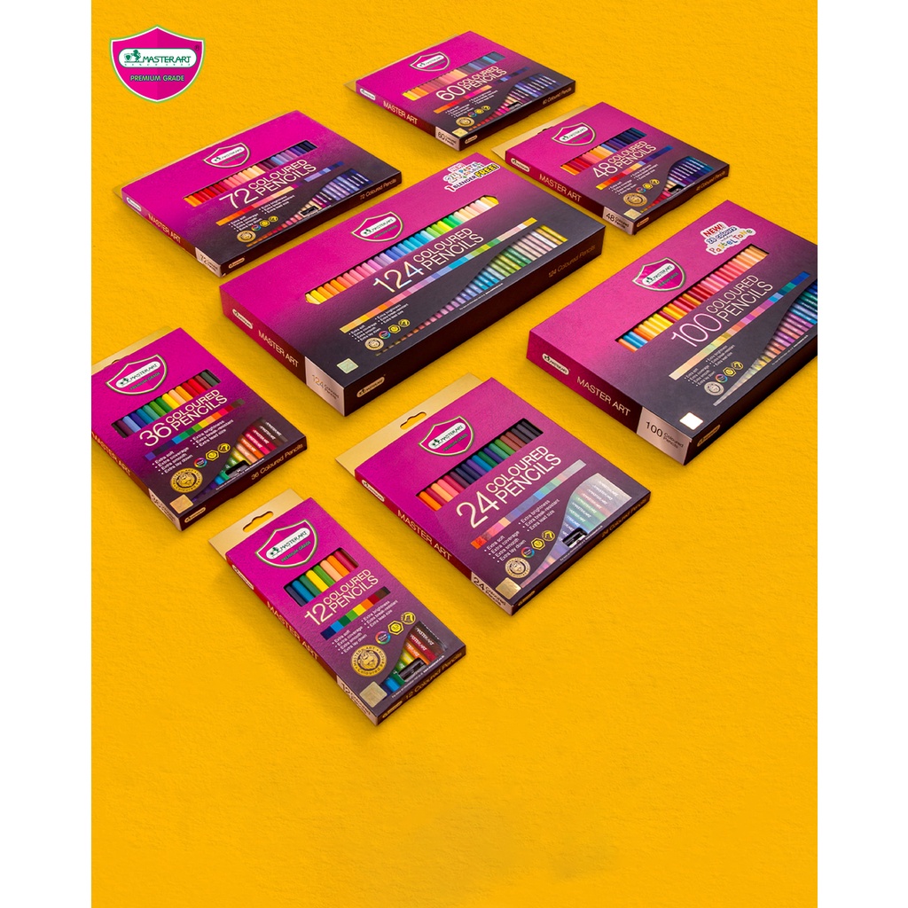 Bút chì màu  12 màu Master Art Series cao cấp, bút chì 12 màu hộp giấy tặng kèm chuốt chì cao cấp trong hộp
