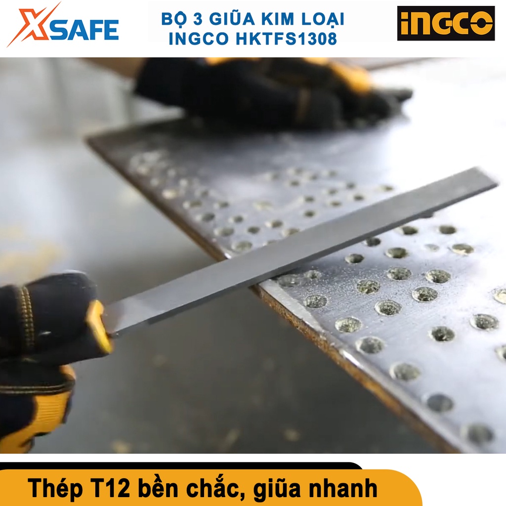Bộ 3 giũa kim loại cầm tay cao cấp INGCO HKTFS0508 thép siêu cứng chống rỉ giũa dẹp tròn bán nguyệt [chính hãng] [xsafe]