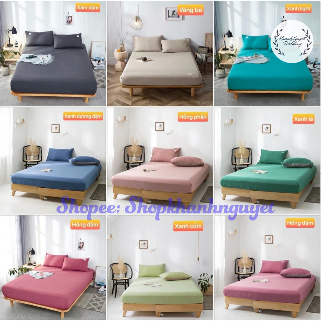 Bộ ga gối 3 món cotton tici đơn sắc đủ mọi size nệm 1m2 1m4 1m5 1m6 1m8 2m2 | BigBuy360 - bigbuy360.vn