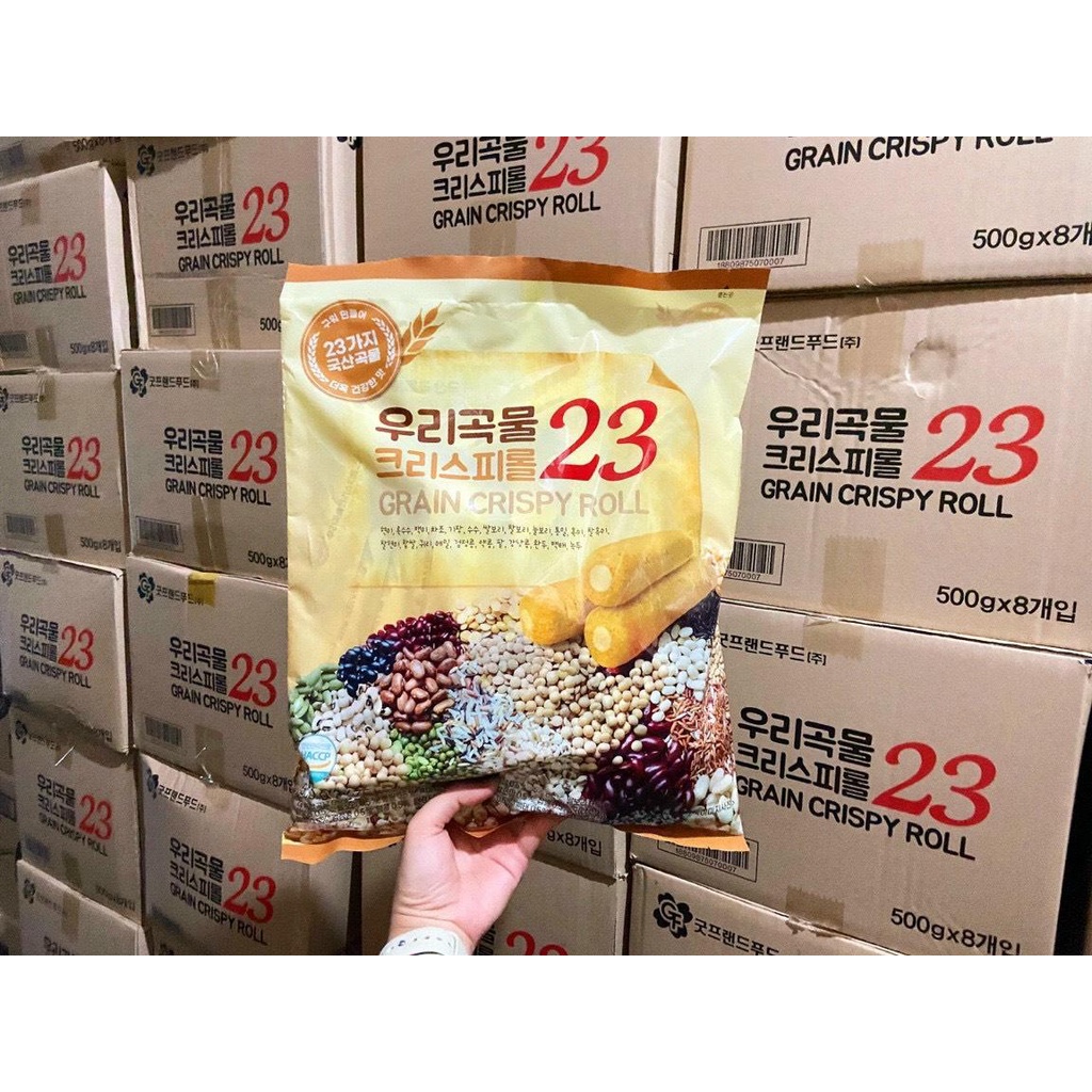 Bánh Cuộn Giòn 23 Vị Ngũ Cốc Nhân Phô Mai Hàn Quốc - Gói 500g (45 cuộn)