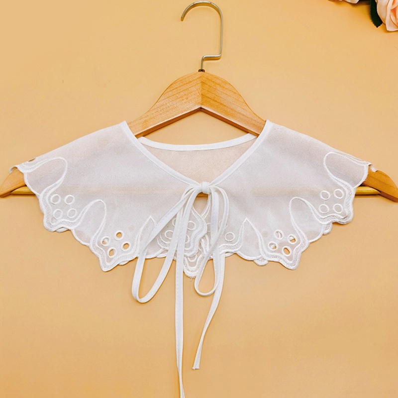 Cổ Áo Giả Chất Liệu Chiffon Họa Tiết Thêu Xinh Xắn Cho Nữ