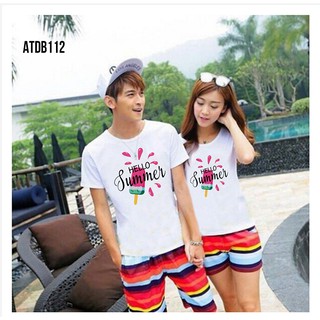ÁO THUN ĐI BIỂN IN HÌNH VÀ CHỮ HELLO SUMMER - ATDB112