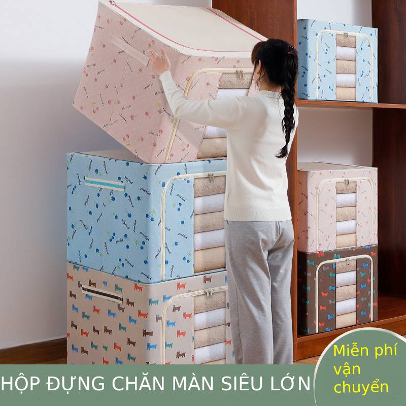 Túi Vải Đựng Quần Áo, Chăn Màn, Nắp Khóa Kéo, Cỡ Lớn, Gấp Gọn 80L TUVAICAOCAPVN