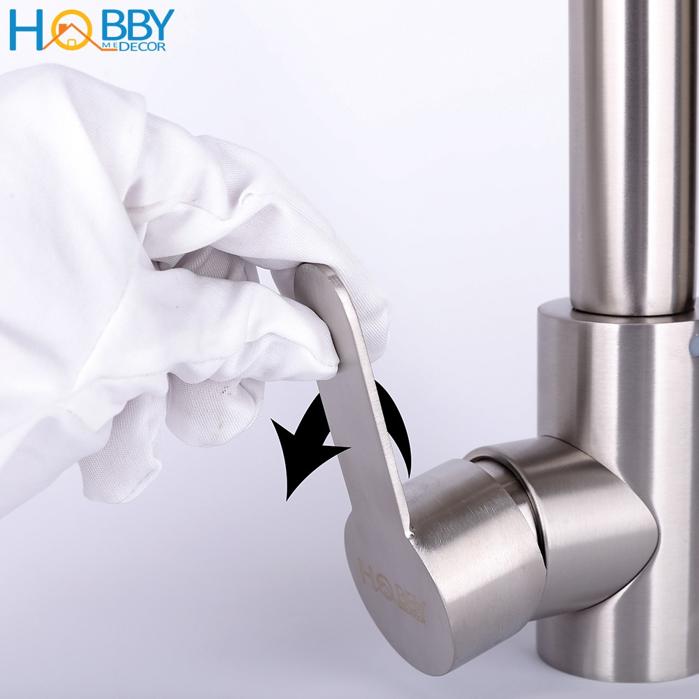 Vòi rửa chén bát nóng lạnh inox 304 Hobby home decor RCDV có dây cấp