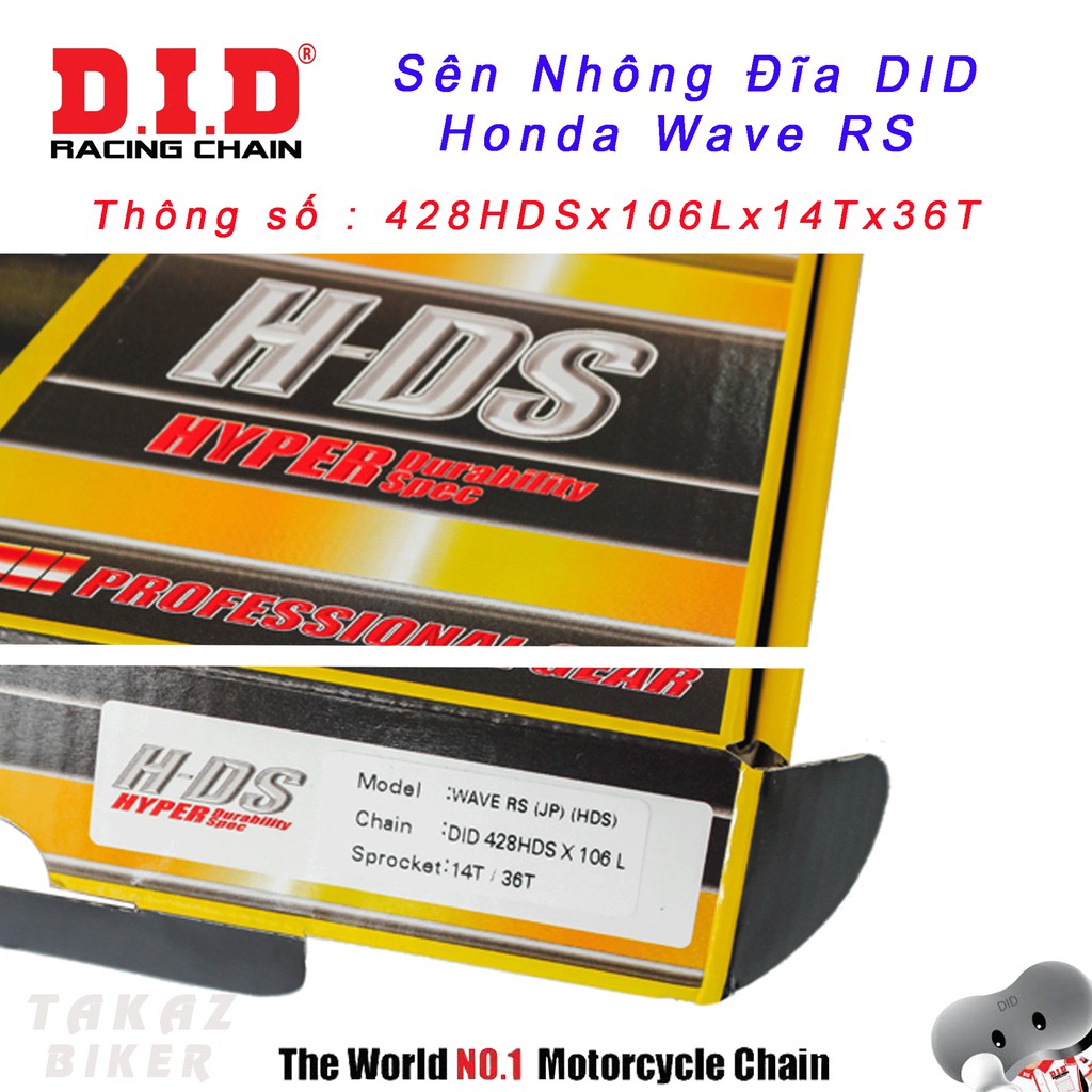 [Ware RS] Sên nhông dĩa DID Honda Ware RS - HDS sên 10 ly Thái Lan 100%