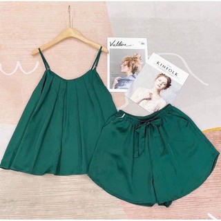 Đồ Ngủ Cao Cấp 🍀 Bộ Hai Dây Lụa Thái Xếp Ly Chất Liệu Mát Lịm MS02