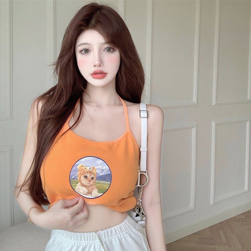 Quần Yếm Eo Cao In Hình Động Vật Dễ Thương Phong Cách Hàn Quốc