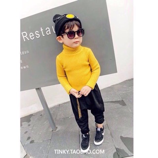 Áo len lông cừu cổ lọ bé trai bé gái
