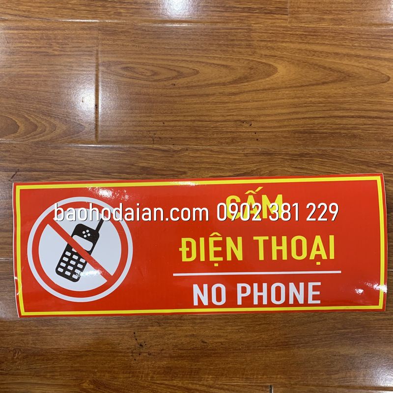 Poster decal dán tường cấm sử dụng điện thoại 15 x 40cm