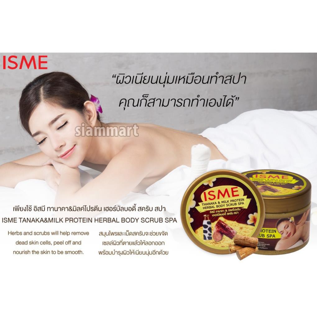 Kem tẩy tế bào chết thảo dược ISME Tanaka Milk Protein Herbal Body Scrub Spa 350g