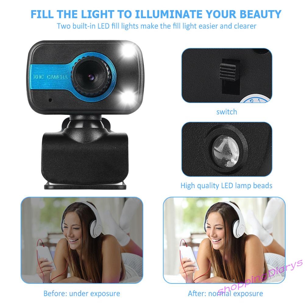 Webcam Usb Hd Có 2 Đèn Led Và Micro Hỗ Trợ Tầm Nhìn Ban Đêm | BigBuy360 - bigbuy360.vn