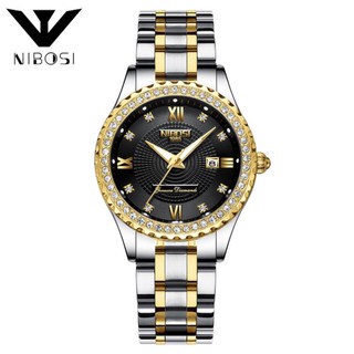 Đồng hồ nữ Nibosi Dây kim loại thép đính đá + Tặng hộp đồng hồ + Pin