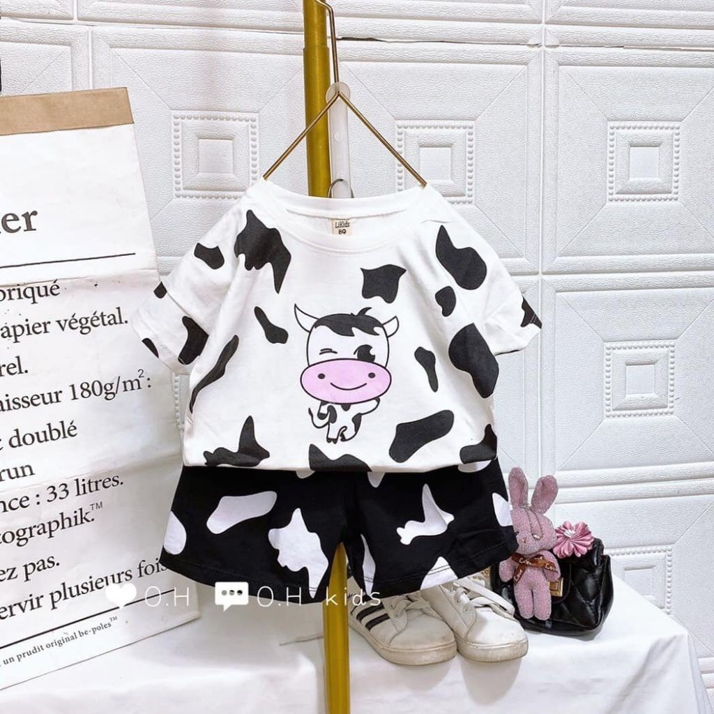 Quần Áo Cho Bé🐮HỌA TIẾT BÒ SỮA🐮Bộ MinKy Cộc Tay Cho Bé COTTON 100% dành cho bé trai,bé gái từ 6-19kg