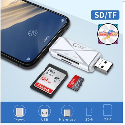 Đầu đọc thẻ nhớ SD / TF - Cổng USB / TypeC / Micro USB dùng cho máy tính và điện thoại Android