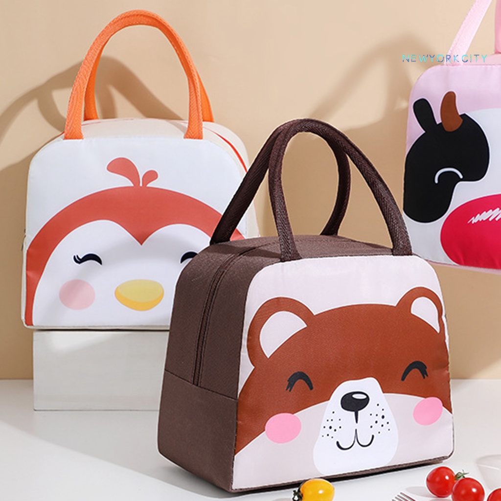 Túi Đựng Hộp Cơm Trưa Cách Nhiệt Chống Nước Bằng Vải Oxford In Họa Tiết Hoạt Hình Nhỏ Gọn