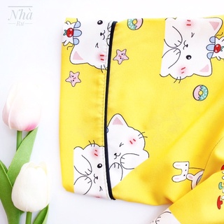 Đồ bộ nữ vải lụa cổ tim tay cộc quần lửng đẹp