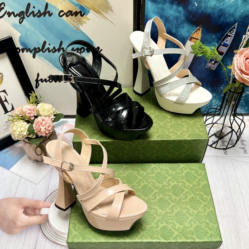 Sandal Đế Vuông Cao 13 Phân  - Giày Cô Dâu, Đi Tiệc - Quai Trong Đế Đúp SD482 shop diều phương