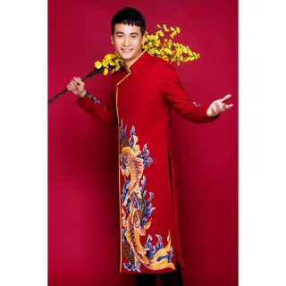 Áo dài cách tân nam họa tiết cá chép vẽ tay cao cấp