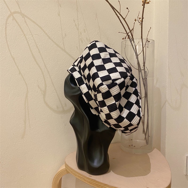 Mũ Beret Họa Tiết Sọc Caro Cao Cấp Thời Trang Dành Cho Nữ