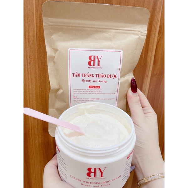 Kem body siêu dưỡng trắng da size 500gr và tắm trắng thảo dược cao cấp dành cho da body