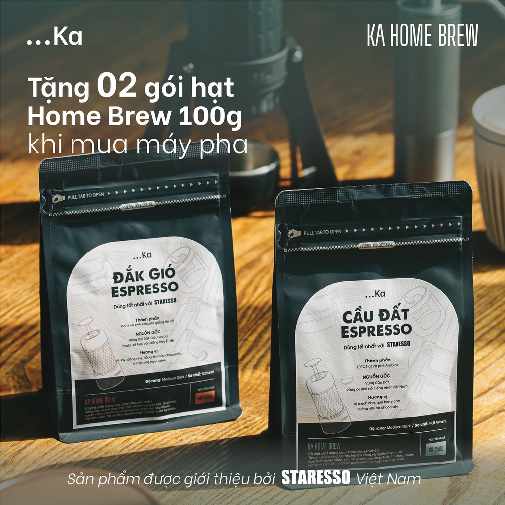 Cà phê nguyên chất  ĐẮK GIÓ ESPRESSO, Cà phê mộc Robusta rang xay nguyên chất gói 250g - KaHomebrew | BigBuy360 - bigbuy360.vn