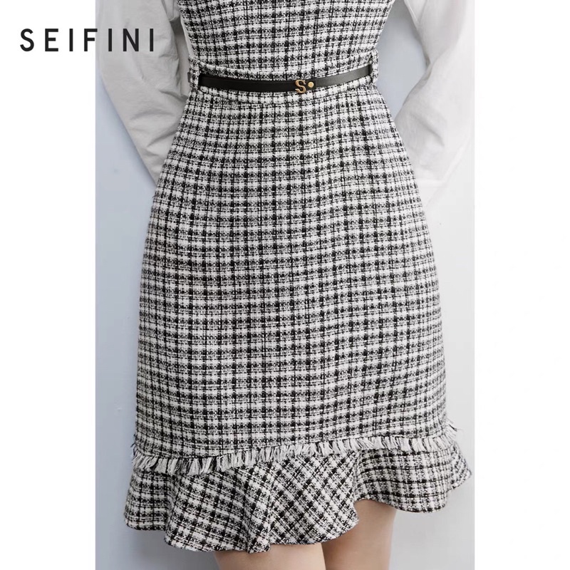 Đầm dạ mix sơ mi Seifini