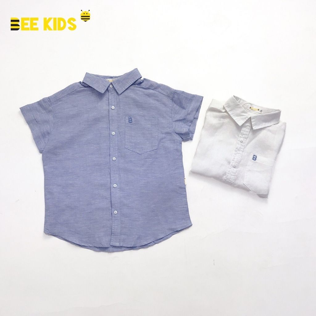 Áo Sơ Mi Bé Trai Bee Kids Cộc Tay Cúc Màu Xước Có Túi Trước Ngực Trái Cho Bé Đi Học Đi Chơi (7 - 12 Tuổi) 8AC001683C