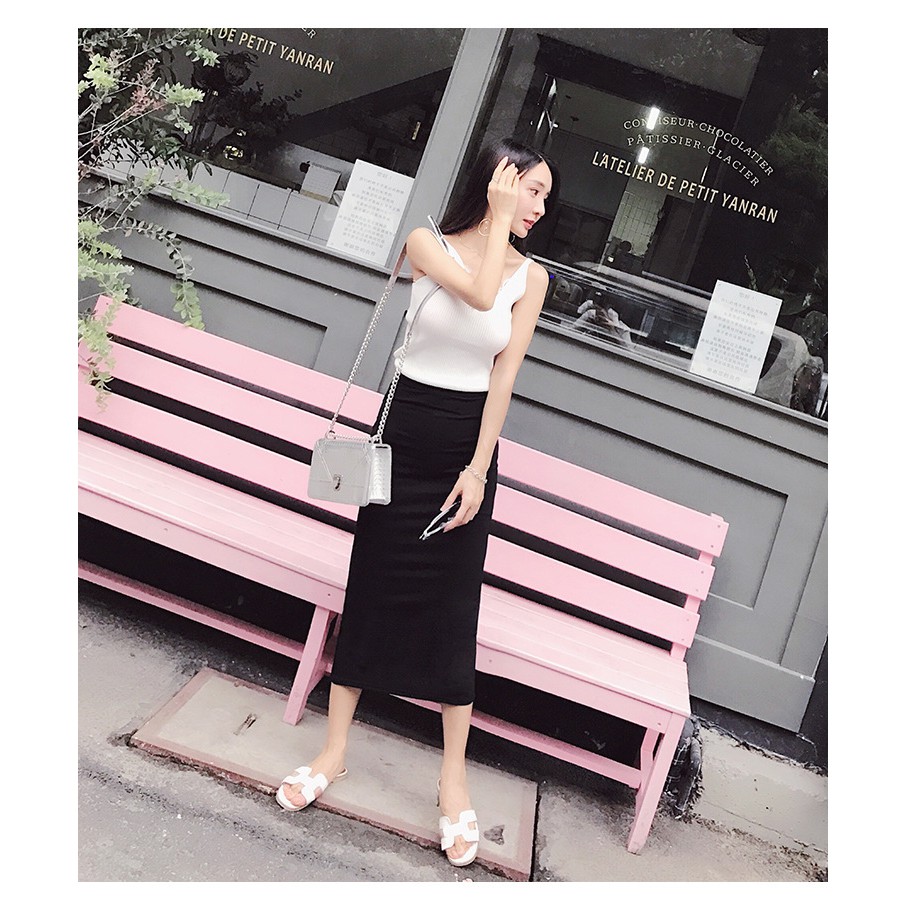 Chân váy công sở dài bigsize xẻ sau màu đen dài 70cm [size từ 48-85kg] | BigBuy360 - bigbuy360.vn